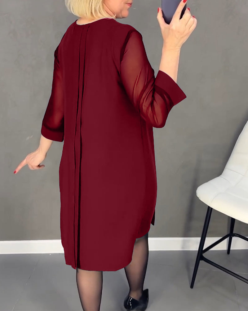 Elżbieta | Elegancka czarna sukienka z plisowanym przodem